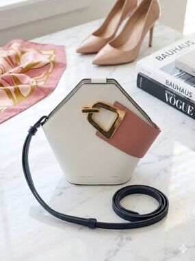 Danse Lente Mini Johnny Geometric Bucket Bag | Two-Tone White & Blush